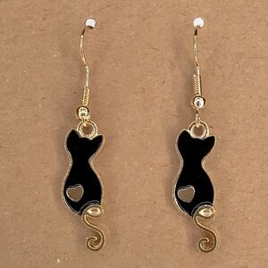 Cat Dangle Earrings 18k Gold Plated Hook